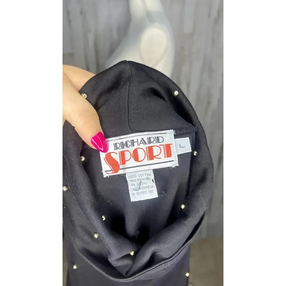 Richard Sport Women's Large Black Long Sleeve Blouse w/ Pearl Embellishments - Picture 6 of 6